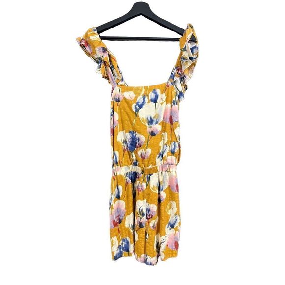 NEW!! LUCCA COILUTURE Khloe Terracotta Gold Floral Romper Size Large Flounce Ruf - Picture 2 of 15